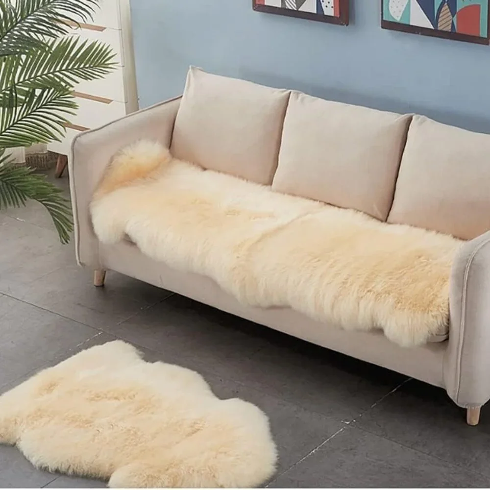 New Premium Genuine Sheepskin Rug Beige Real Australia Sheepskin Natural Luxury